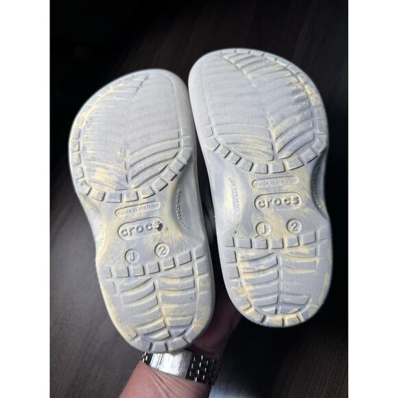 crocs kids marbled blue and tan unisex junior crocs size 2 - Picture 3 of 4